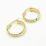 Load image into Gallery viewer, GER108. 14K Solid Gold Hollow Hoop with Flat and Curb section