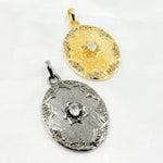 Load image into Gallery viewer, DP253. Diamond & Sterling Silver Oval Pendant with Gemstone