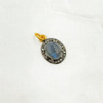 Load image into Gallery viewer, DSP049. Diamond & Sterling Silver Oval Charm with Gemstone