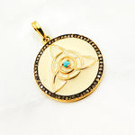 Load image into Gallery viewer, Diamond Sterling Silver Round Celtic Trinity Knot Enamel Pendant with Gemstone