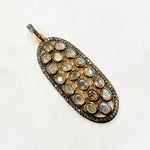 Load image into Gallery viewer, DSP054. Diamond Silver Long Oval Gemstone Pendant