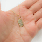 Load image into Gallery viewer, 14k Solid Gold Diamond Rectangle Charm. GDP503