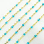 Load image into Gallery viewer, Gold Plated Sterling Silver Enamel Turquoise Color Cable Chains