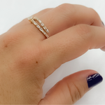 Load image into Gallery viewer, 14k Solid Gold Diamond Double Line Ring.