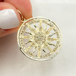 Load image into Gallery viewer, 14K Solid Gold Diamond Round Sun Charm