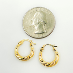 Load image into Gallery viewer, GER134. 14K Gold Twisted Hollow Hoop Earrings