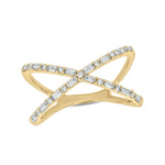 Load image into Gallery viewer, 14k Solid Gold Diamond Criss Cross Ring.