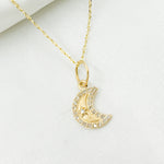 Load image into Gallery viewer, 14k Solid Gold Diamond Moon and Star Charm. GDP284