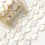 Load image into Gallery viewer, Buy Coin Shape Freshwater Pearl with Gold Plated Sterling Silver Chain
