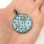 Load image into Gallery viewer, Diamond Sterling Silver Round Enamel Pendant with Gemstone