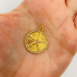 Load image into Gallery viewer, 14K Solid Gold Diamonds Star Circle Charm. GDP160