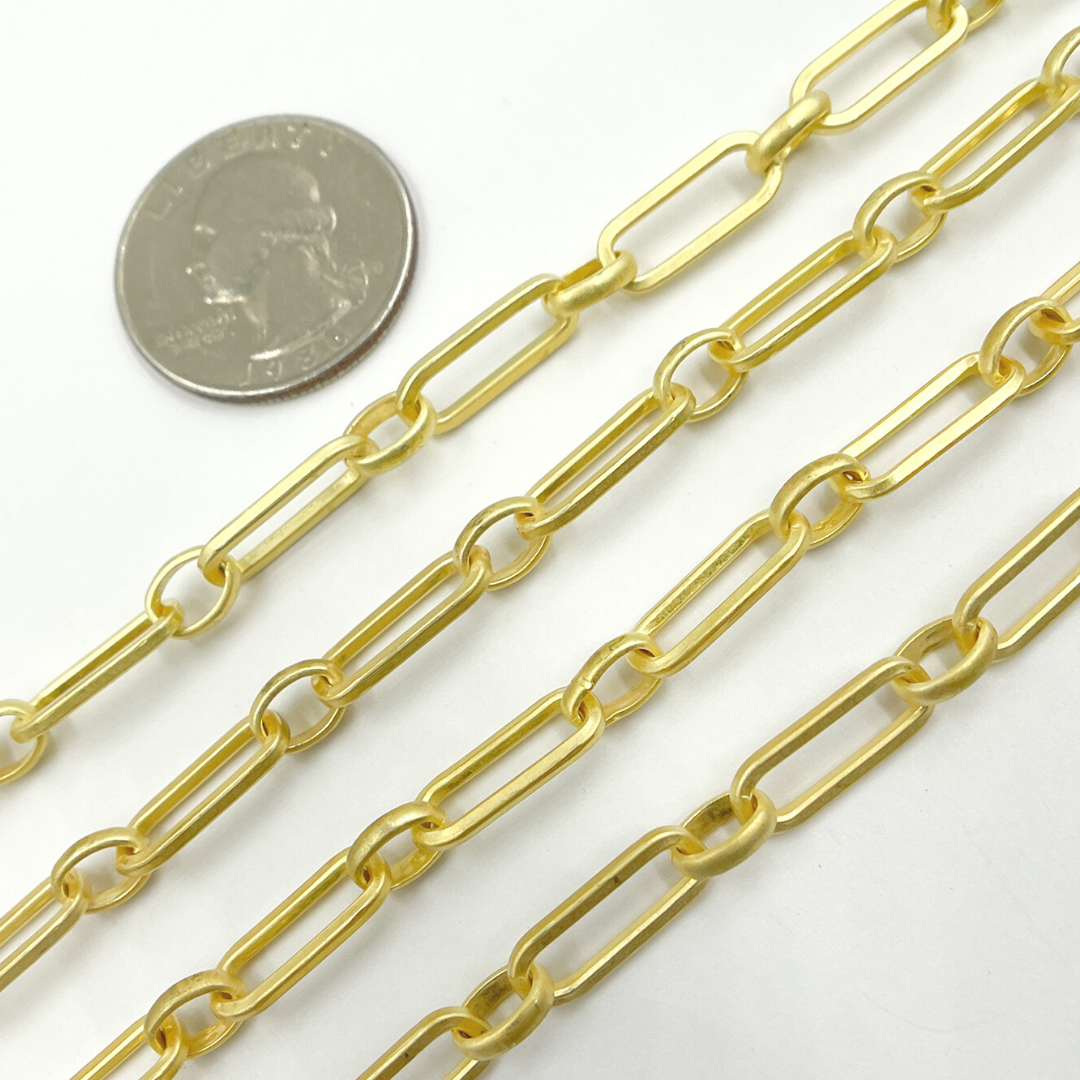 Gold Plated Matt Sterling Silver Long & Short Link Chains