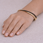 Load image into Gallery viewer, BNL68618A. 14K Solid Gold Black and White Diamonds Twisted Bangle