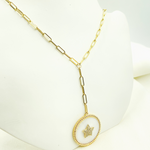 Load image into Gallery viewer, NFC71047MOP. 14K Solid Gold Paperclip Necklace with Mother of Pearl Charm