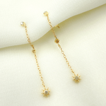 Load image into Gallery viewer, EFB51689. 14K Solid Gold and Diamonds Stars Dangle Earrings