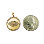 Load image into Gallery viewer, 14K Solid Gold with Diamonds Round Shape with Evil Eye Charm. GDP21