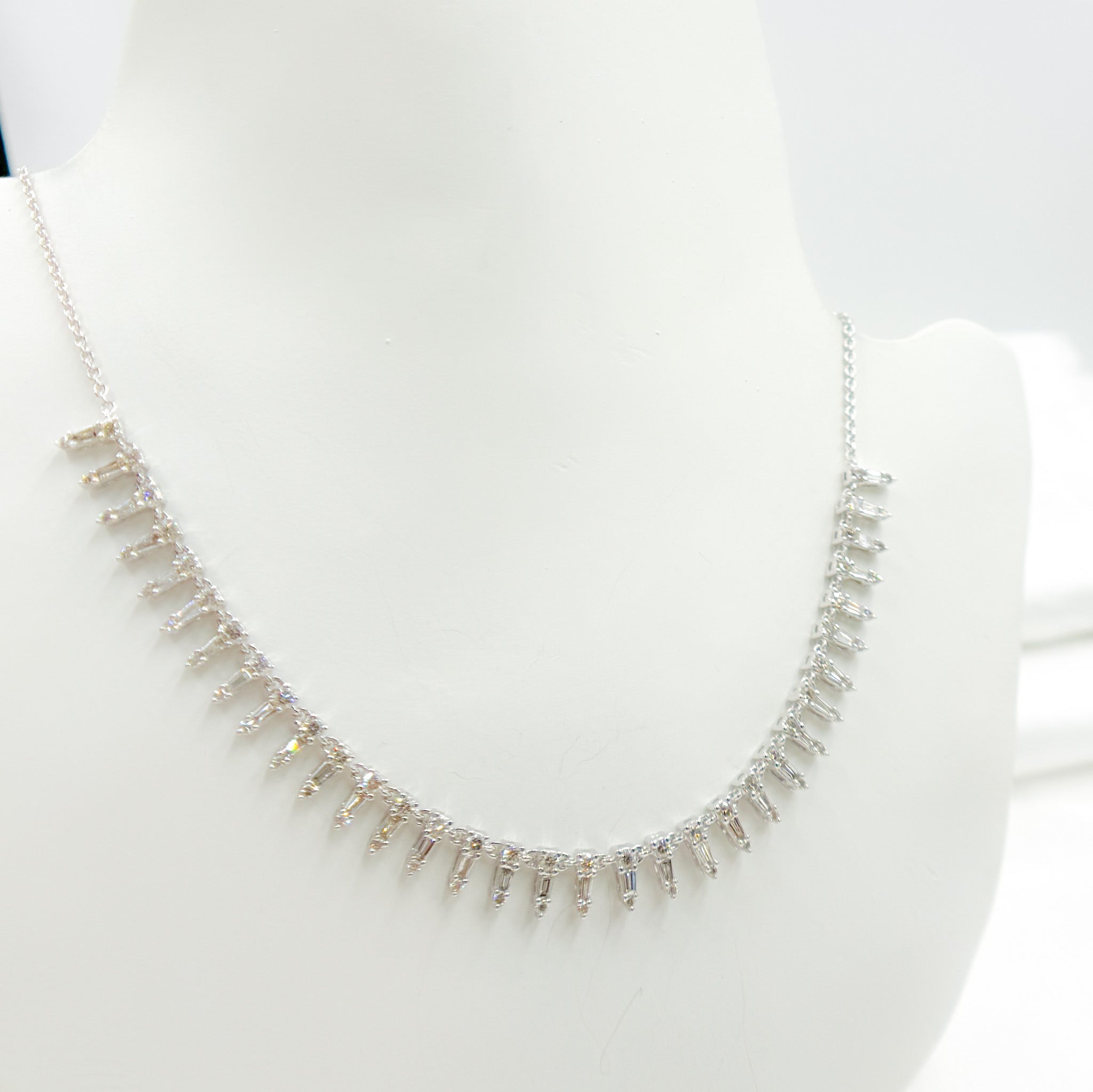 14K Solid Gold Diamond and Gemstone Bars Necklace