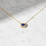 Load image into Gallery viewer, NT405922. 14K Solid Gold Octagon Gemstone Fancy Tiny Necklace