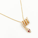 Load image into Gallery viewer, Buy 14k Solid Gold Diamond and Ruby Snake Necklace
