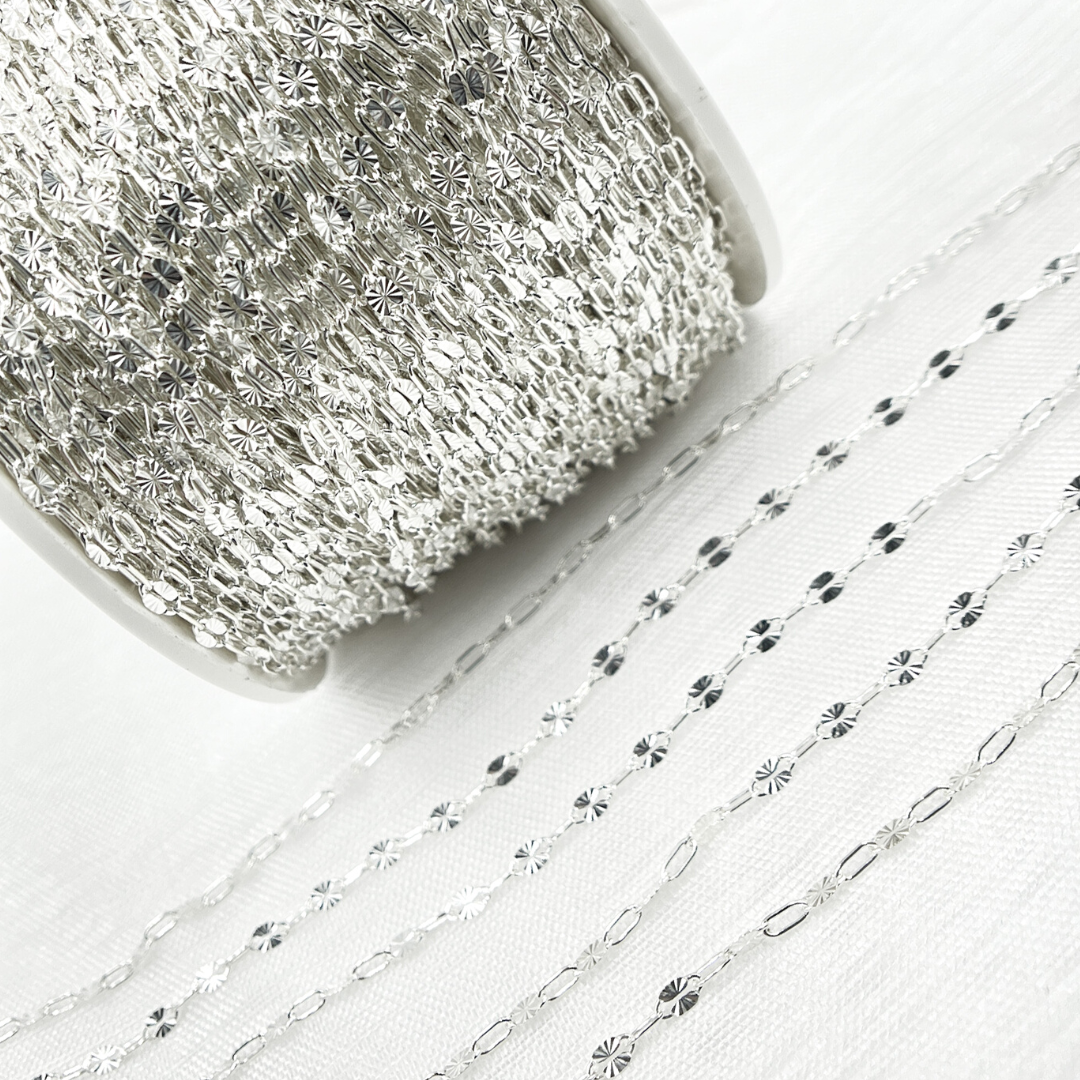 Sterling Silver Diamond Cut Marina & Round Cable Link Chains