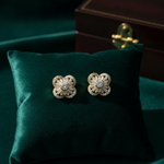 Load image into Gallery viewer, EFI51229. 14k Solid Yellow Gold Diamond Flower Studs