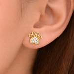 Load image into Gallery viewer, EFA54277. 14K Solid Gold Diamond Paw Studs