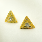 Load image into Gallery viewer, DE046. Diamond and Polki Diamond Sterling Silver Triangle Studs