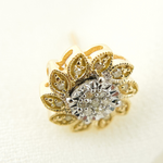 Load image into Gallery viewer, EFB51035. 14K Solid Gold and Diamonds Flower Earrings