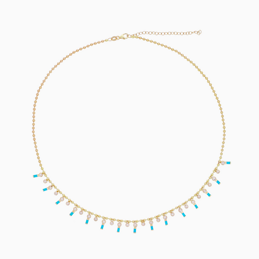 NFK71702. 14K Solid Gold Diamond and Gemstone Necklace