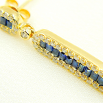 Load image into Gallery viewer, EFJ52125BS. 14k Solid Gold, Diamonds & Blue Sapphire Dangle Earrings