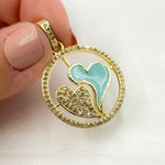 Load image into Gallery viewer, DP774A. Diamond Sterling Silver Round Heart Enamel Pendant