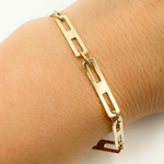 Load image into Gallery viewer, 501296G Bracelet. 14k Solid Yellow Gold Mirror Flat Rectangle Link Bracelet
