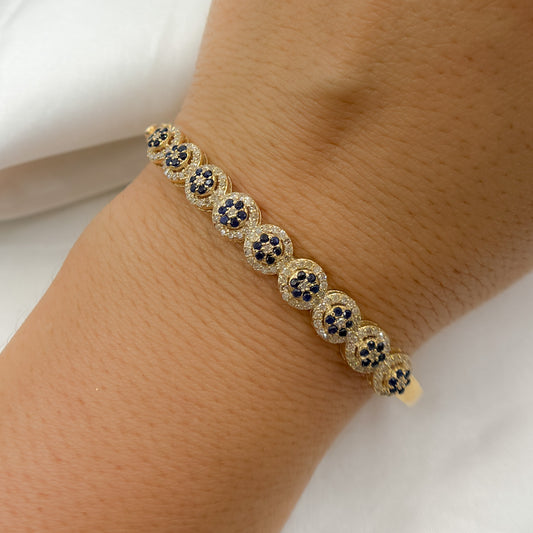 KG247.14K Solid Gold Bangle with Diamonds and Stones