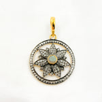 Load image into Gallery viewer, DP018. Diamond Silver Round Flower Pendant