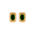 Load image into Gallery viewer, Shop Now 14K Solid Gold Emerald Rectangular Stud Earrings
