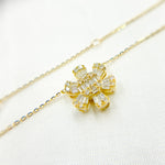 Load image into Gallery viewer, NT404137. 14K Solid Gold Diamond Dangle Flower Necklace