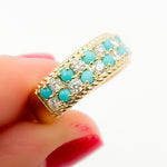Load image into Gallery viewer, Buy 14K Solid Gold Diamond and Turquoise Band Ring