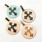 Load image into Gallery viewer, Diamond Sterling Silver Round Cross Enamel Pendant