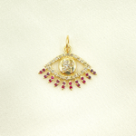 Load image into Gallery viewer, 14K Solid Gold Evil Eye Pendant with Diamonds & Stone. GDP367