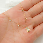Load image into Gallery viewer, NT401844. 14k Solid Gold Diamond Baguette Dangle Necklace