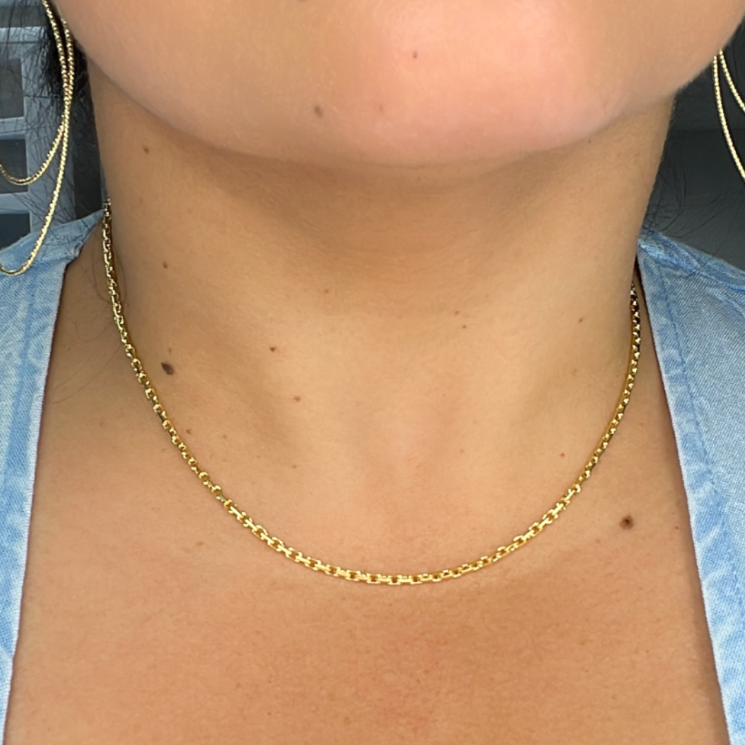 14k Solid Yellow Gold Box Link Chain