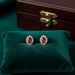 Load image into Gallery viewer, ER117581. 14k Solid Gold Diamond and Gemstone Oval Stud Earrings