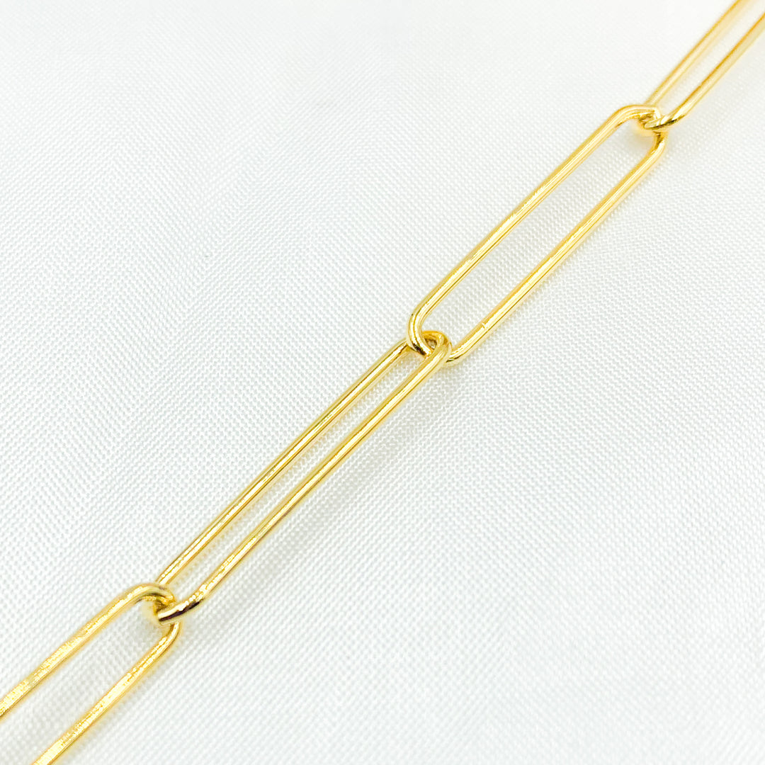 Gold Plated 925 Sterling Silver Long Oval Link Chain. V40GP