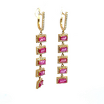 Load image into Gallery viewer, GDT501RB. 14k Solid Gold Diamond and Ruby Dangle Earrings