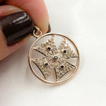Load image into Gallery viewer, DP453. Diamond Sterling Silver Round Cross Pendant with Gemstone