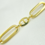 Load image into Gallery viewer, 501069MGG Bracelet. 14k Solid Yellow Hollow Gold Flat Oval Link & Flat Marina Link Bracelet