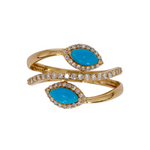Load image into Gallery viewer, CR97179TQ7X3.5. 14K Solid Gold Diamond and Turquoise Ring