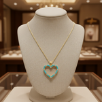 Load image into Gallery viewer, PHB38109TQ. 14K Solid Gold Diamond & Turquoise Heart Pendant