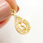 Load image into Gallery viewer, A collection of sterling silver drop charms with varying two-tone finishes and embedded with diamond stones.