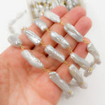 Load image into Gallery viewer, Buy Gold Plated Wire Biwa Freshwater Grey Pearl Chain